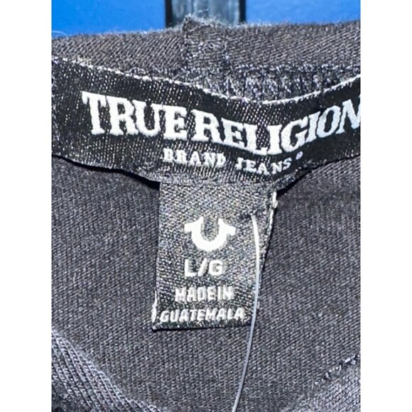 True Religion Mens Black Sleeveless Hoodie L Large NWOT Cotton - Picture 2 of 5